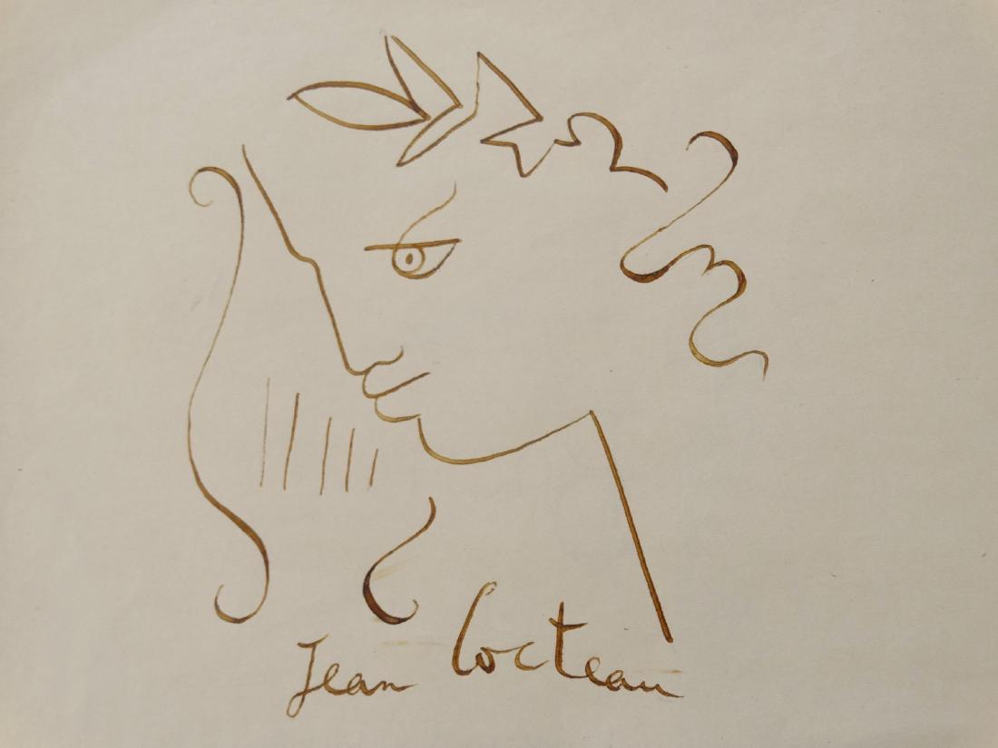 Jean Cocteau drawing on old paper, attributed: JEAN COCTEAU.DRAWING ON PAPER attributed.cm.27X17.5 approx.It is an DRAWN WORK and NOT a litho or print of any kind.Good condtion, foxing marks ans spots according the age