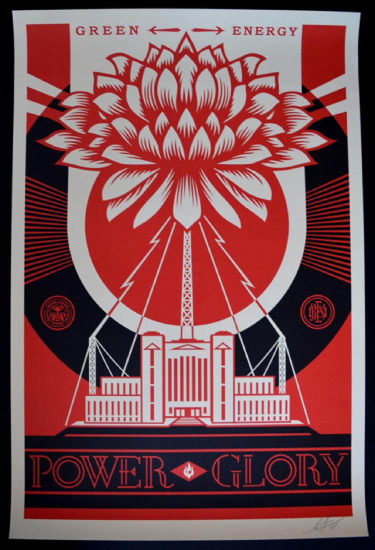 SHEPARD FAIREY OBEY , SIGNED art poster print Giant: Artist: Shepard Fairey Title: Green Power Size: 24 inches x 36 inches SIGNED by the artist