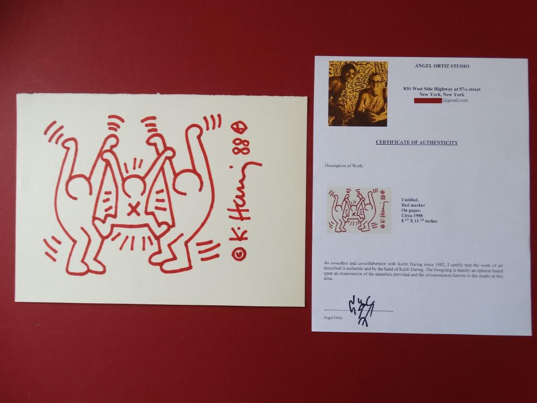Keith haring, drawing, Certificate of Authenticity: Ink drawing - Signed, Certificate of Authenticity - 1984 Very nice drawing from 1984. Felt-tip pen on paper. Signed by the artist 30x21cm A certificate of authenticity accompanies the work (reference