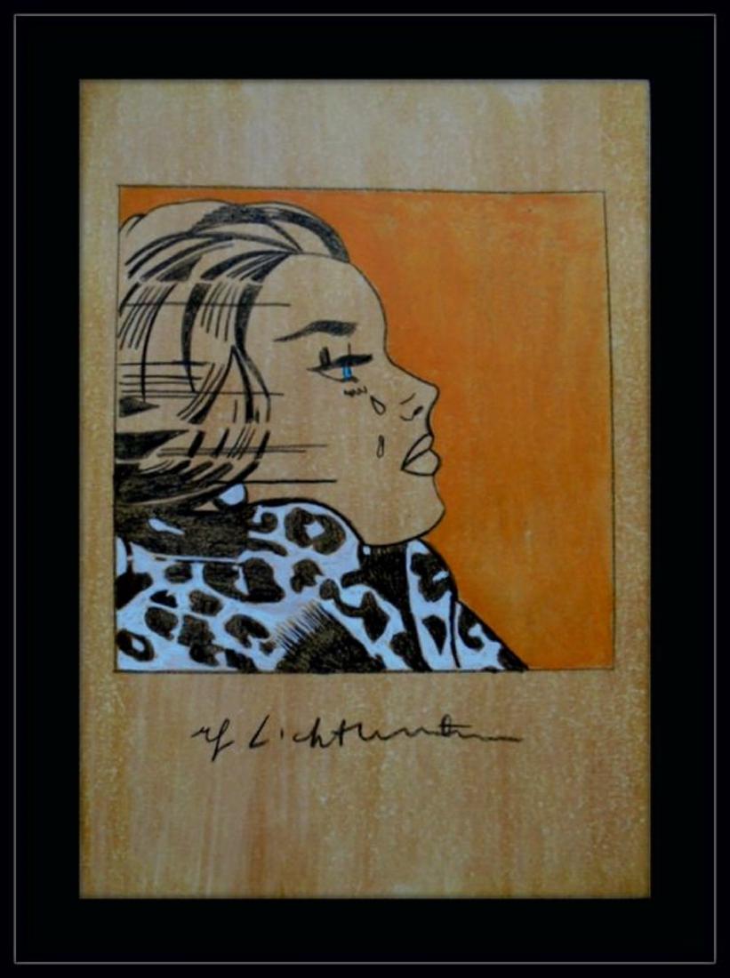 ROY LICHTENSTEIN DRAWING ON PAPER . watercolor signed: ROY LICHTENSTEIN - DRAWING ON PAPER , Attributed ,watercolor signed ( no print ) Drawing . SIZE : cm 21 x cm 29,5 . Framed