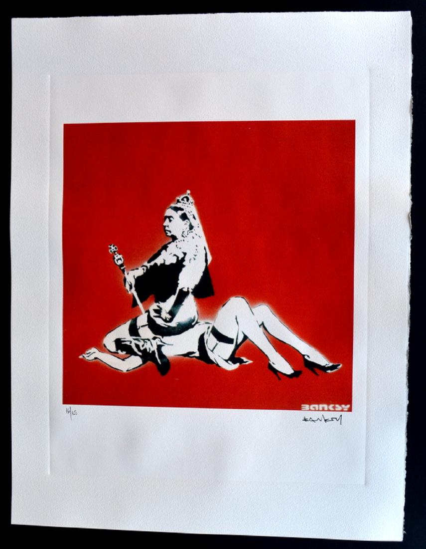 Banksy - Queen Victoria - 50 x 65 cm. Arches Paper -: PAPER ARCHES (FRANCE). This is a Manual Art Work. Reproduction OR IS OFFSET. Size: 50x65 cm. Modern lithography finished by hand. Vivera ink pigment. Numeration in pencil. Signature Printed. Press Mar