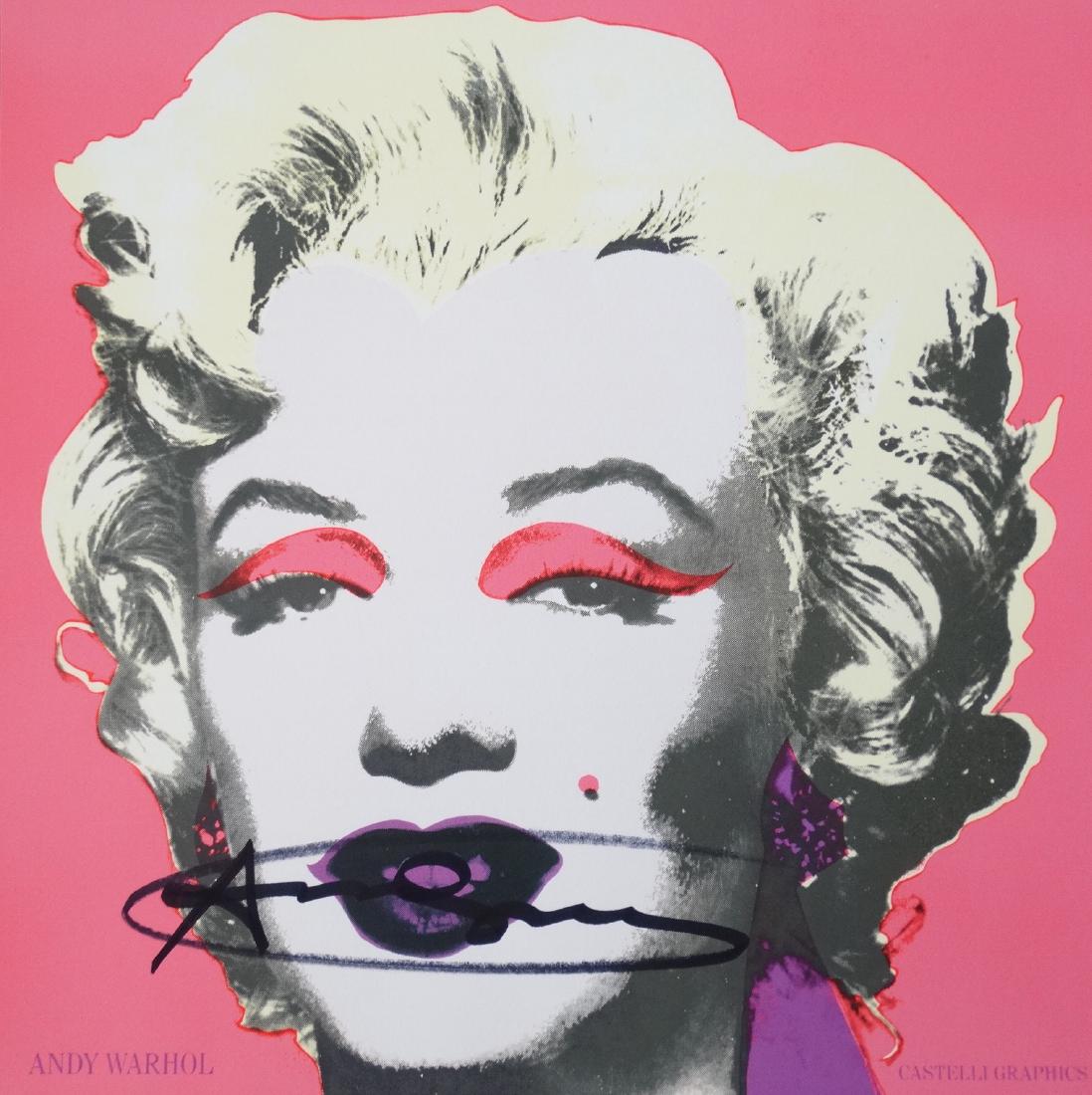 Andy Warhol - Marilyn, hand signed: Andy Warhol , (Announcement) 1981.Hand signed with black marker.Edition of Castelli Graphics, New York, 1981 Technique: Offset lithograph in colours, Marilyn Monroe on wove paper, the full sheet, with