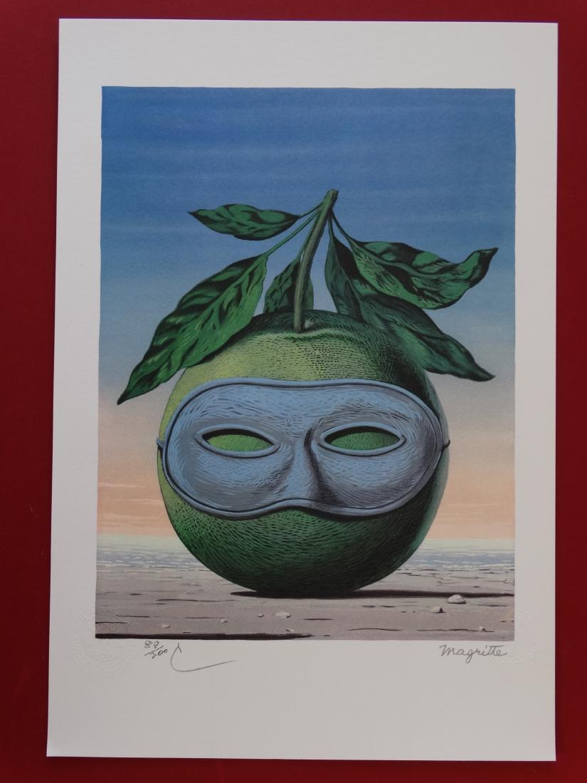 Rene Magritte Composition, COA: Rene Magritte (1898-1967). Lithograph on BFK Rives vellum. Hand signed in pencil by Mr. Charly Herscovici, President of the MAGRITTE Foundation. Numbered / 300 copies, signed in print Lithography made