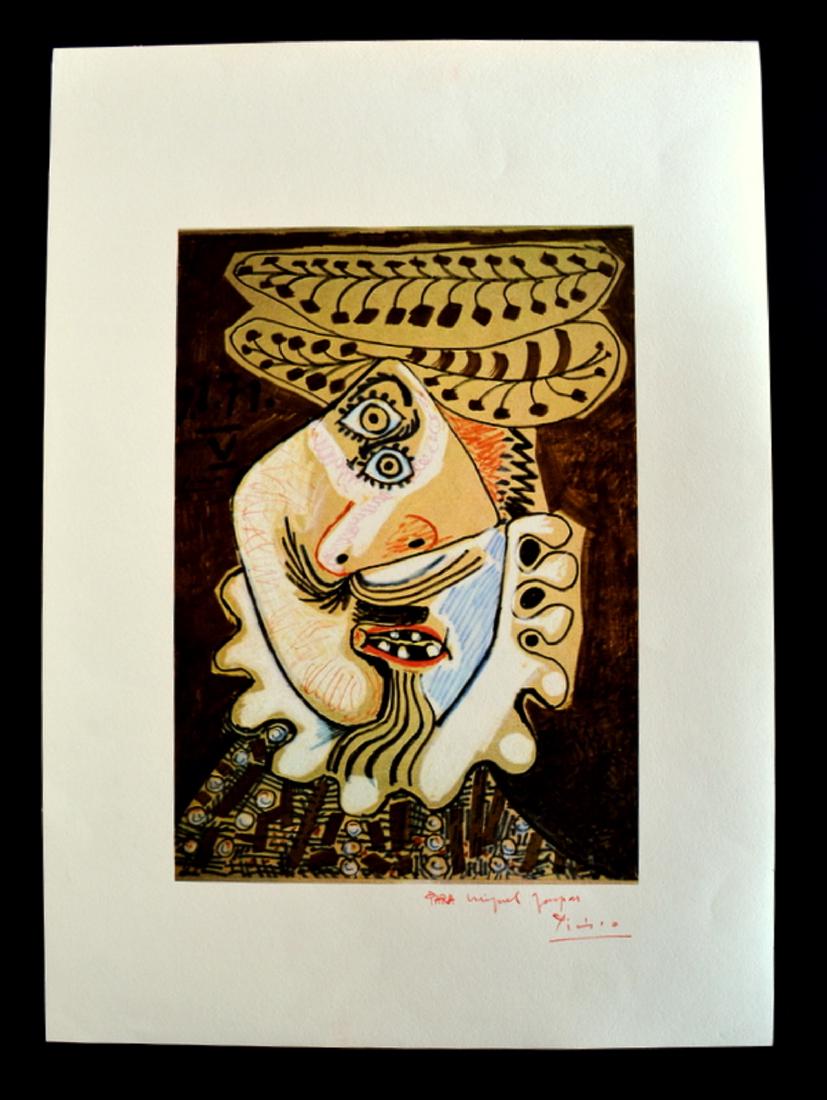 Pablo Picasso, Lithography, hand signed: Pablo Picasso. Lithography. Not published. Rarity !!! Gaspar Room Filigree. Dedicated by the Artist. Hand signed. Measures: 70 x 50. FRAMED