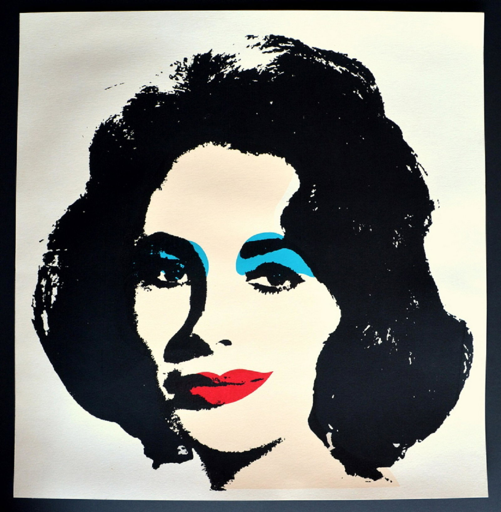 Andy Warhol Liz Taylor screen print Vintage: Silkscreen Liz Taylor, small spots of water on the back. An old print on heavy paper, size: 57 x 49. Sealed to the verse, Andy Warhol, Leo Castelli