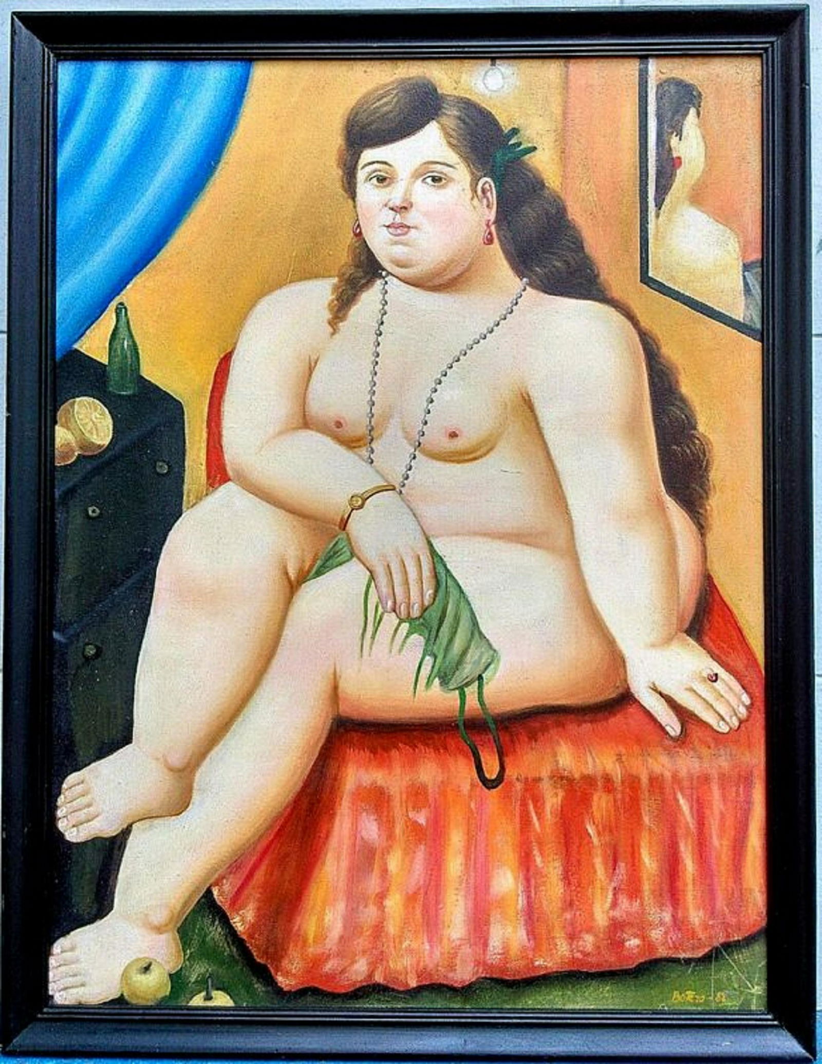 FERNANDO BOTERO 1982 OIL ON CANVAS, 24 X 32 INCHES: BEAUTIFUL FERNANDO BOTERO OIL ON CANVAS WITH FRAME. IT DOES NOT HAVE CERTIFICATE, IT IS SOLD AS A COPY. MEASURES:: 24 X 32 INCHES. FRAME: 29 X 36 INCHES. Region of Origin: Latin America. Style: Realis