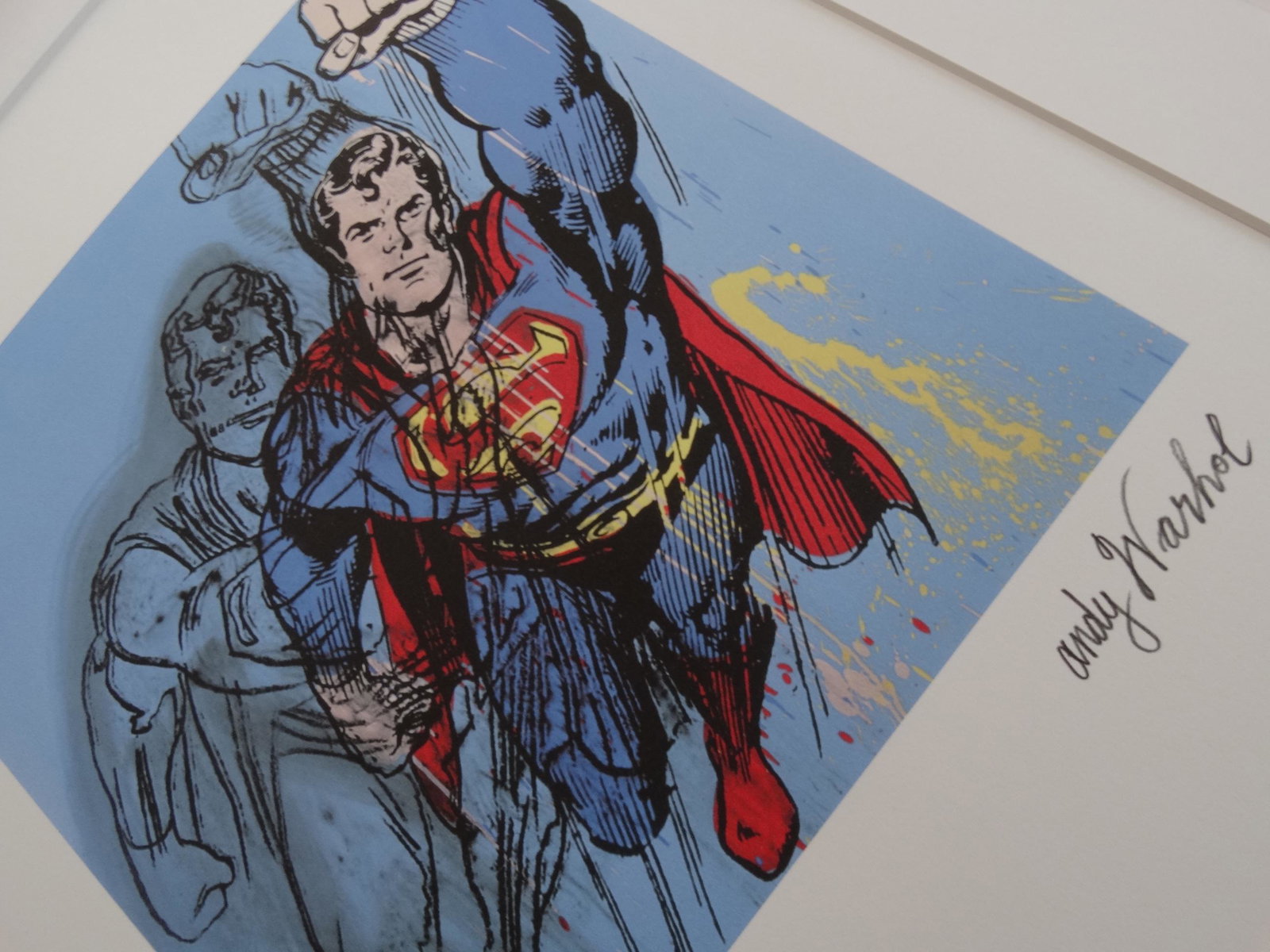 ANDY WARHOL, SUPERMAN, SIGNED, NUMBERED: ANDY WARHOL , HAND NUMBERED,LIMITED PLATE SIGNED GRANO-LITHOGRAPH.FROM :1981/1986.PENCIL NUMBERED ON LEFT SIDE / 40 x 50 cm (19.7 x 15.75 inch),This lithograph was produced and pressed on quality wove