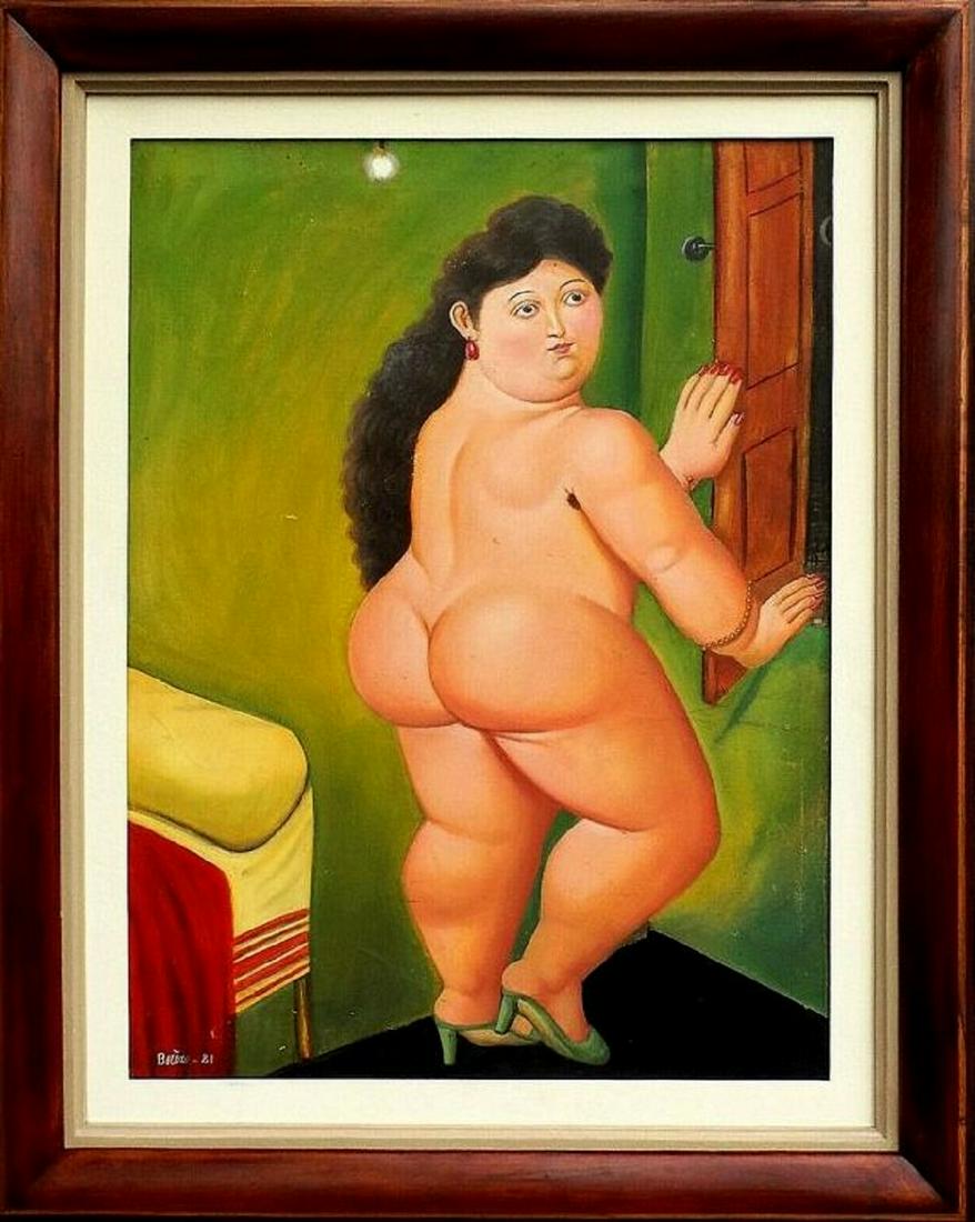 FERNANDO BOTERO 1981 OIL ON CANVAS WITH FRAME: BEAUTIFUL FERNANDO BOTERO 1981 OIL ON CANVAS WITH FRAME , ATTRIBUTED Region of Origin: Latin America. Medium: Oil on canvas. Artist: Fernando Botero. Year: 1981. Single-Piece Work. Originality: Origin