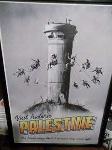 Banksy Poster Direct From THE WALLED OFF HOTEL: Banksy Poster Direct From THE WALLED OFF HOTEL And Receipt Holy Land Bethlehem.From the walled off hotel in Palestine, only for sale at the hotel shop.Size: 59 cm x 42 cm (23.2 in x 16.5 in).Banksy