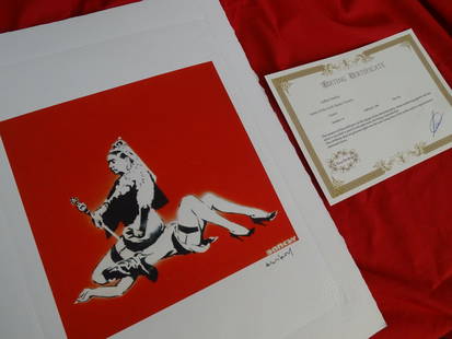 BANKSY: Banksy. Limited edition print reproduction, 38x28cm, Certificate of Authenticity by Certified Arts Edition Impression Ars Longa Vita Brevis