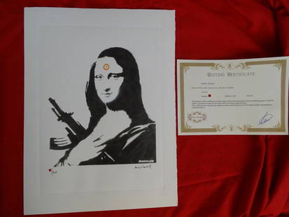 BANKSY: Banksy. Limited edition print reproduction, 38x28cm, Certificate of Authenticity by Certified Arts Edition Impression Ars Longa Vita Brevis