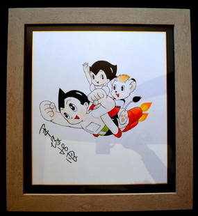 Drawing Astroboy Osamu Tezuma Signed Shikisi. Framed.: Drawing, Astroboy Osamu Tezuma Signed Shikisi. Framed. Size 27 x 24 cm