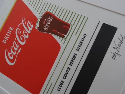 ANDY WARHOL, COCA COLA SIGNED, NUMBERED: ANDY WARHOL , HAND NUMBERED,LIMITED PLATE SIGNED GRANO-LITHOGRAPH.FROM :1981/1986.PENCIL NUMBERED ON LEFT SIDE / 40 x 50 cm (19.7 x 15.75 inch),This lithograph was produced and pressed on quality