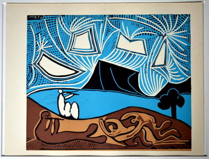 PABLO PICASSO BACCHANALS LINOCUT 1962: Pablo Picasso Linocut 1962Introduction Wilhem Boeck. Edition of 520 copies.45 Linocuts Spectacular Linoleos de Picasso 33 x 40 cm (reproduced from the originals of the Galerie Louise Leiris of Paris)