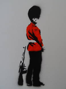 Banksy, spray graffiti art: Banksy, Dismaland, spray graffiti art, canvas, 29x21 cm