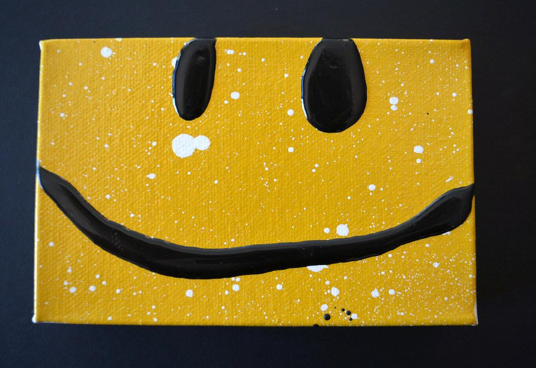 Ryca - smiley brick acid face hand signed canvas: urban graffiti artist ryca - smiley brick acid face hand signed canvas block. UK Street art graffiti artist ryan callahan ryca - smiley brick hand signed canvas. This canvas is 10cm x 15 cm