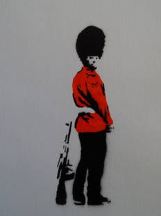 Banksy, spray graffiti art: Banksy, Dismaland, spray graffiti art, canvas, 29x21 cm