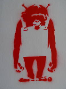 Banksy, spray graffiti art: Banksy, Dismaland, spray graffiti art, canvas, 29x21 cm