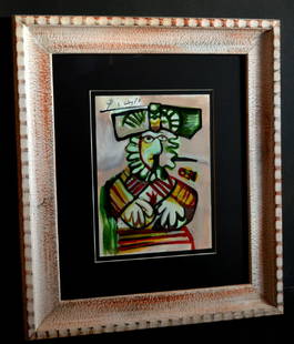 Pablo Picasso, Cubism, Drawing Oil Portrait Signed: Pablo Picasso. ATTRIBUTED. Signed painting. Size: 9 x12 "inches. Cubism Oil portrait on paper. Measurements: 29 c 21 cm. This Original Painting, hand painted. Great Piece! Measures with frame 44 cm x