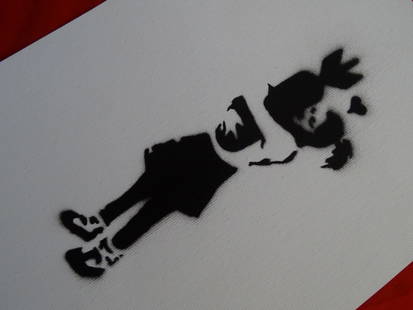Banksy, spray graffiti art: Banksy, Dismaland, spray graffiti art, canvas, 29x21 cm