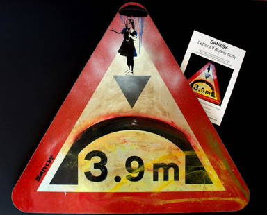 Banksy , Spray paint: Spray paint, partly stenciled on metal panel , circa 2000 - 2002. Stenciled signature Banksy on the front. Dimensions: 85, x 75 cm Provenance: Private collection, London. The Object cannot be
