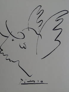 PABLO PICASSO: Pablo Picasso marker pen drawing, 20x16cm Magnificent artwork attributed to Picasso. Pablo Piicasso is with Andy Warhol or Roy Lichtenstein one of the best pop art artist.