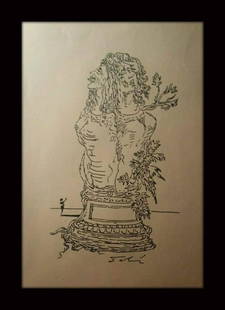 SALVADOR DALI Nice Drawing Hand Signed: SALVADOR DALI, attributed ,.Drawing on old paper.Size 30X21 cm.Hand signed
