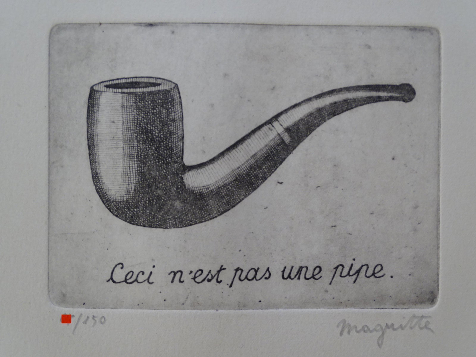 Rene Magritte, gravure, hand signed: Rene Magritte (attributed),gravure, hand signed, good condition, 29x24 cm, Rene Magritte was a Belgian Surrealist artist. He became well known for creating a number of witty and thought-provoking imag