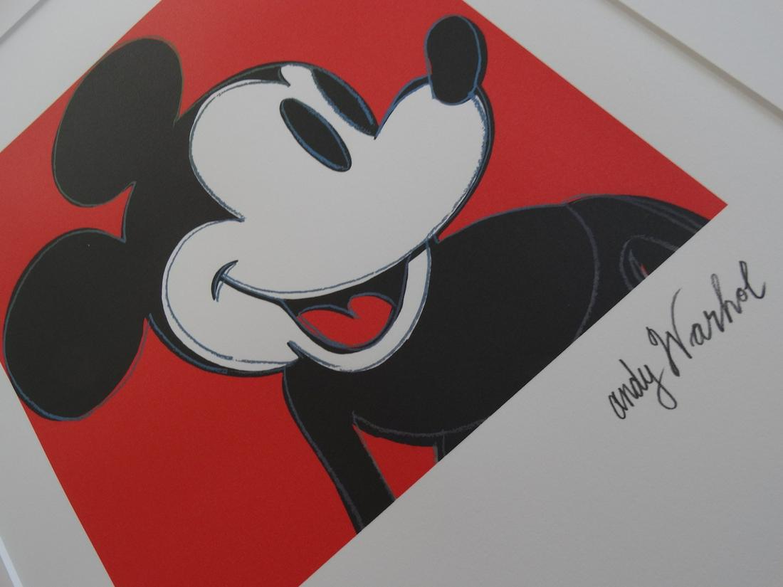 ANDY WARHOL, MICKEY MOUSE, SIGNED, NUMBERED: ANDY WARHOL , HAND NUMBERED,LIMITED PLATE SIGNED GRANO-LITHOGRAPH.FROM :1981/1986.PENCIL NUMBERED ON LEFT SIDE / 40 x 50 cm (19.7 x 15.75 inch),This lithograph was produced and pressed on quality wove