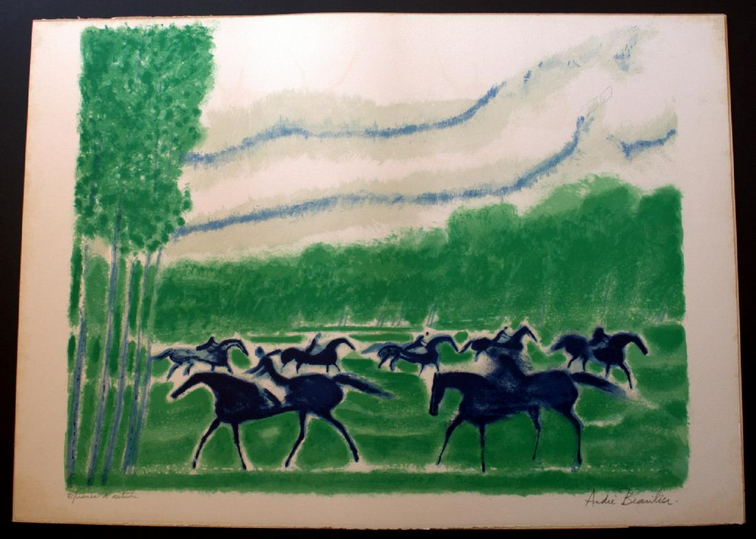 Andre BRASILIER, Lithography, Arches stamp: Andre BRASILIER (1929). . Lithograph color. 75 x 54 cm Paris France Signed, PAPER ARCHES