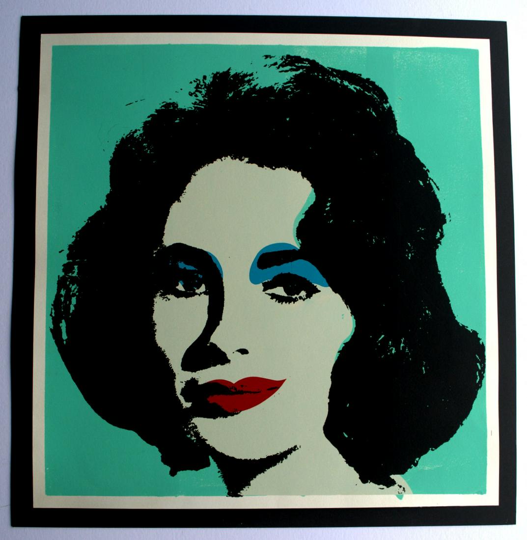 Andy Warhol Liz Taylor screen print Vintage: Silkscreen Liz Taylor, small spots of water on the back. An old print on heavy paper, size: 57 x 49. Sealed to the verse, Andy Warhol, Leo Castelli