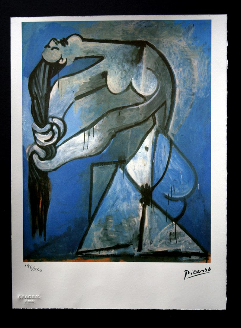 Picasso Pablo lithograph 38.5 x 28.5 cm: Picasso Pablo lithograph 38.5 x 28.5 cm, 250 ex. - Approximate dimensions of 38x28 cm sheet. - SPADEM editeur France. - Plate signed. - Behind 1995 edition SPADEM PARIS. - Catalogued., Frameless