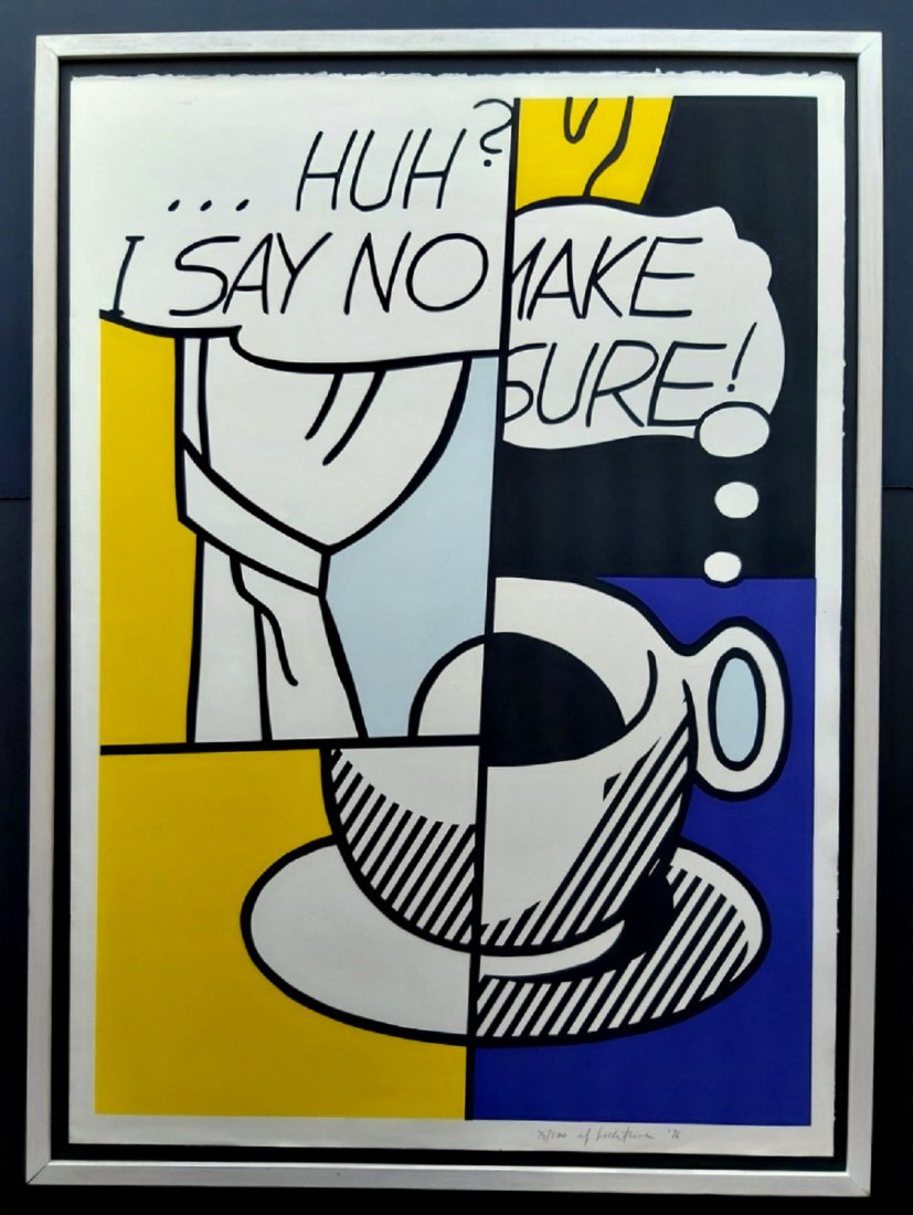 Roy Lichtenstein , Huh, Screenprint, hand signed: Roy Lichtenstein (American, 1923-1997).Huh.1976.Screenprint.39.5 x 28 inches (100.3 x 71.1 cm) .Edition of 100.Signed by hand.