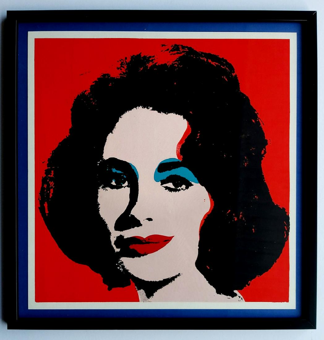 Andy Warhol Liz Taylor screen print Vintage: Silkscreen Liz Taylor, small spots of water on the back.An old print on heavy paper, size: 57 x 49. Sealed to the verse, Andy Warhol, Leo Castelli. Fra