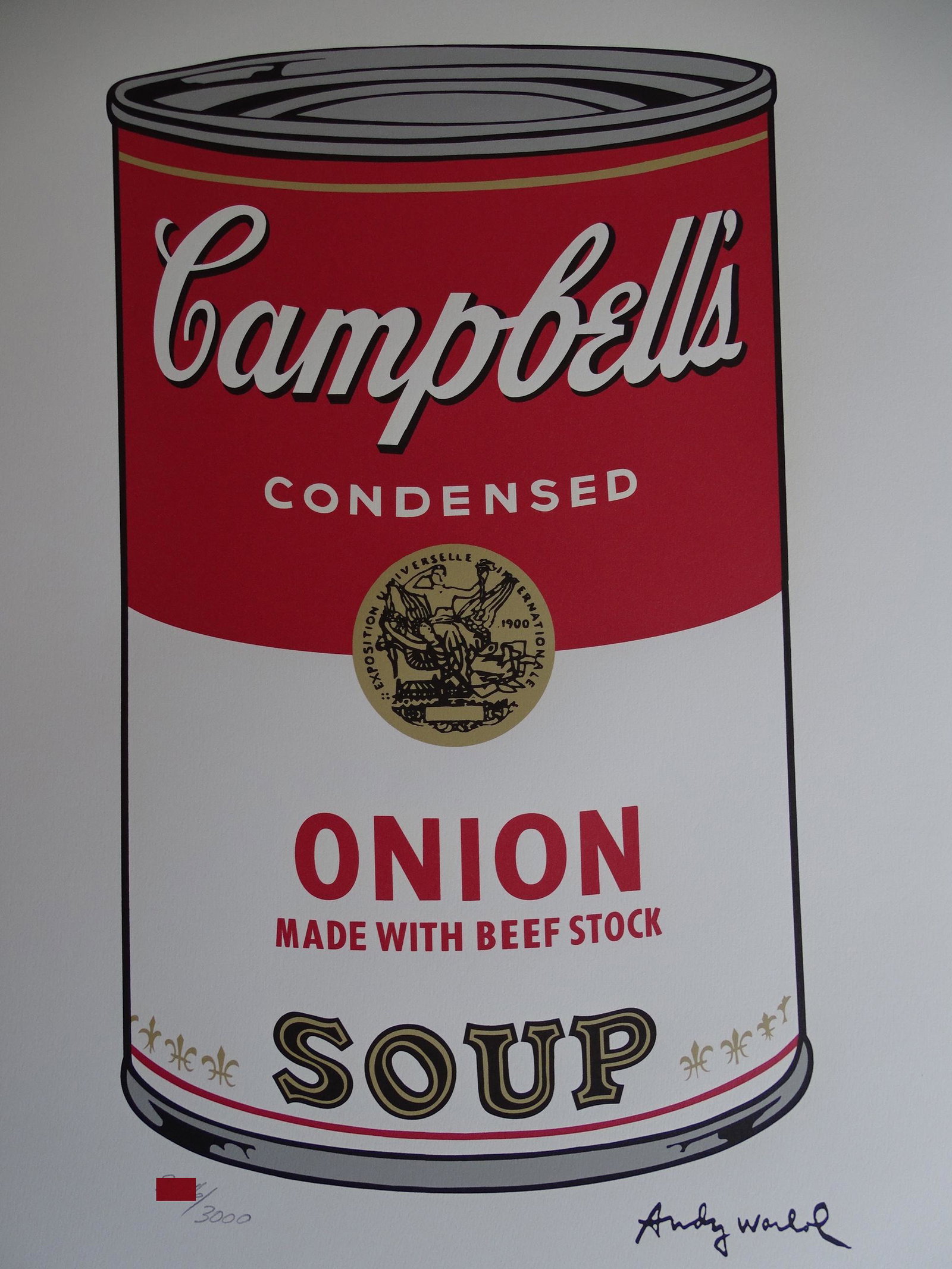 ANDY WARHOL CAMPBELLS TOMATO: ANDY WARHOL , HAND NUMBERED, GRANO-LITHOGRAPH.FROM :1981/1986.PENCIL NUMBERED ON LEFT SIDE SPECIAL EDITION , STAMPED ON THE BACK 40 x 50 cm (19.7 x 15.75 inch),This lithograph was produced and pressed