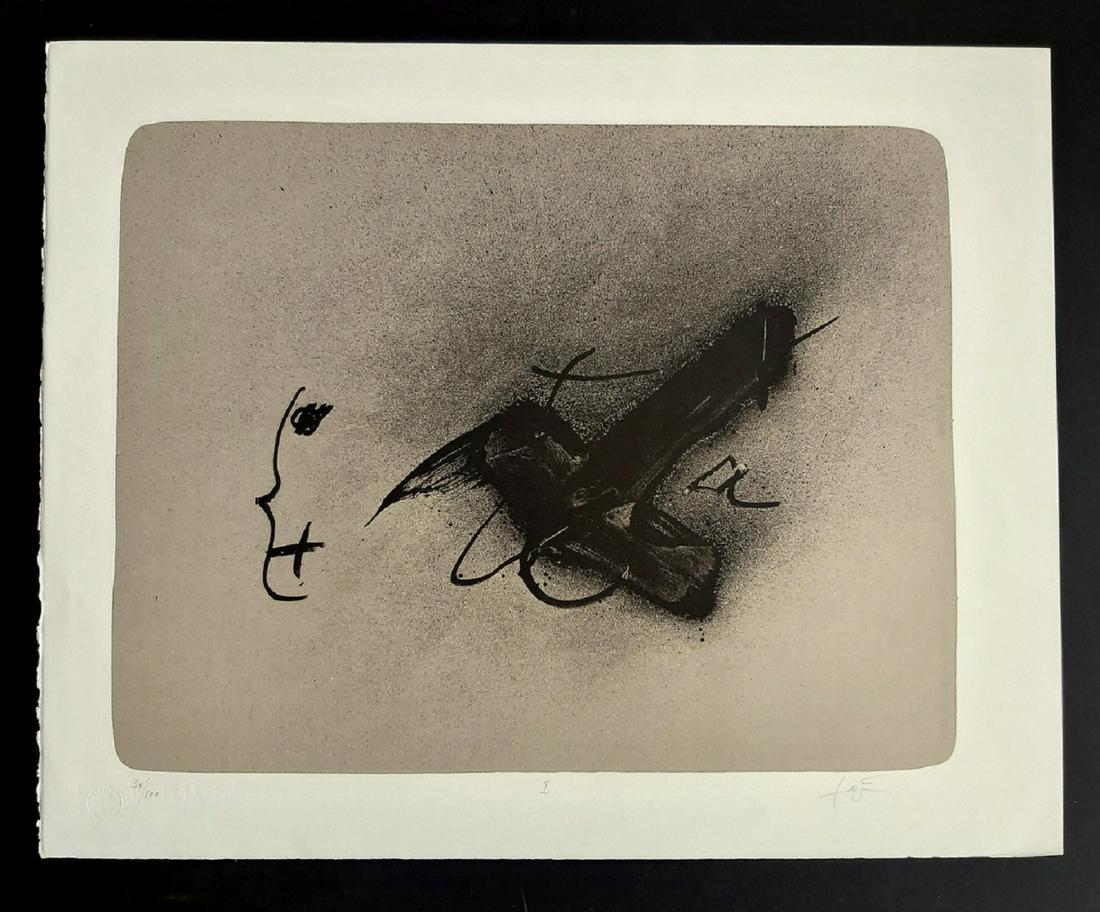 Antoni Tapies ERINNERUNGEN Lithograph Signed by hand: Lithograph by .Antoni Tapies.Title "ERINNERUNGEN" Year: 1988Measures: 58 X 46.5.Sealed Erkel and BFK Rives paper.Signed and numbered by the artist.