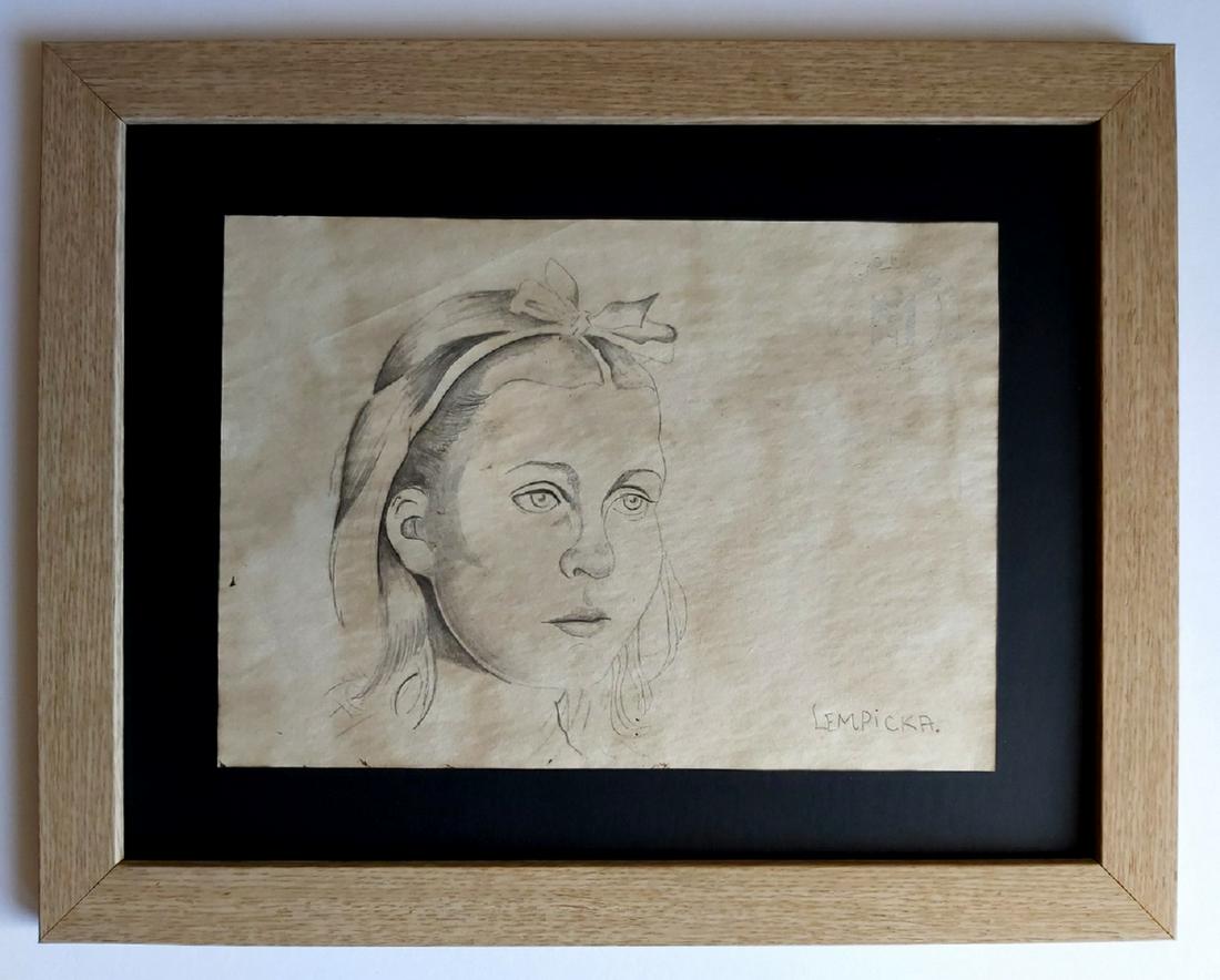 TAMARA DE LEMPICKA , DRAWING ON PAPER SIGNED: TAMARA OF LEMPICKA,, ANTIQUE CHARCOAL DRAWING ON PAPER SIGNED. ATTRIBUTED, SEALED ON THE BACK,Measures: 21x29, 7 cm . FRAMED