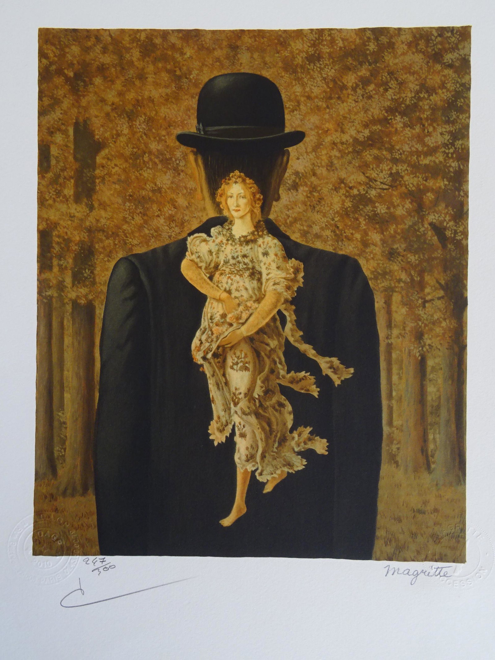 Rene Magritte Composition, COA: Rene Magritte (1898-1967).Lithograph on BFK Rives vellum.Hand signed in pencil by Mr. Charly Herscovici, President of the MAGRITTE Foundation.Numbered / 300 copies, signed in printLithography made und
