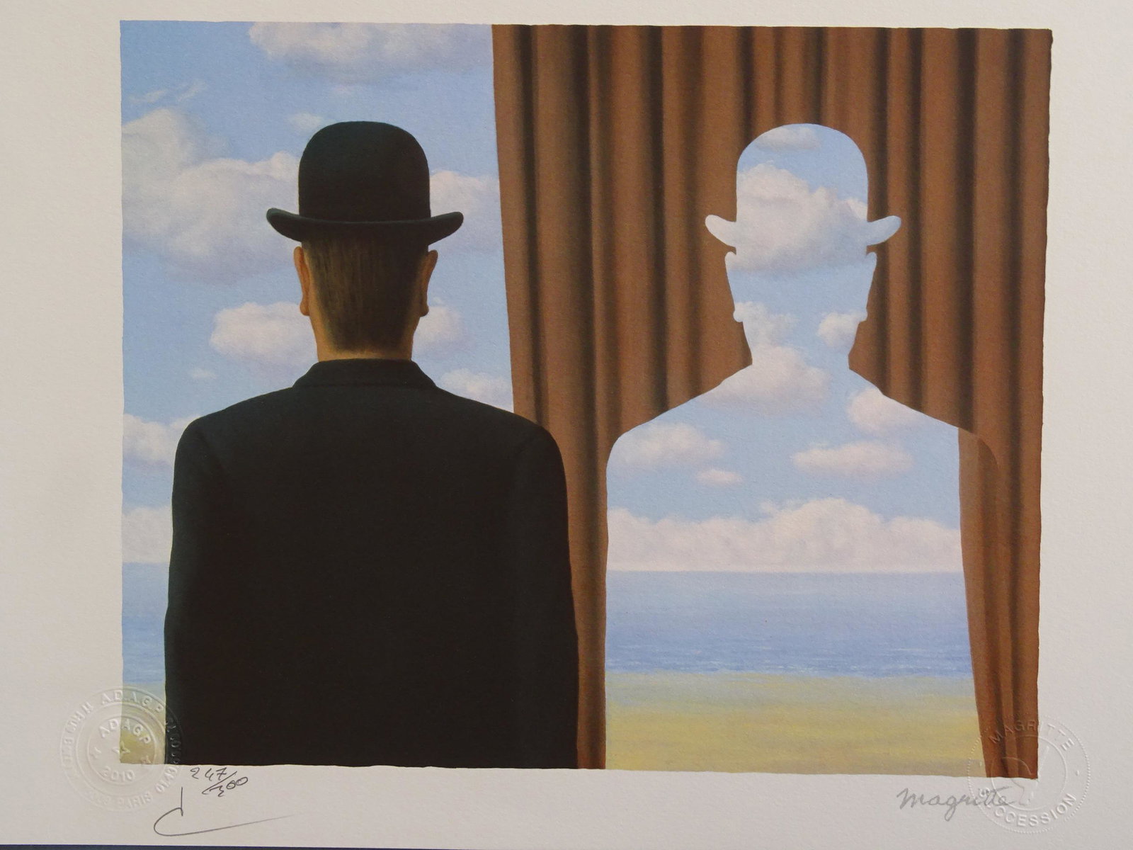 Rene Magritte Composition, COA: Rene Magritte (1898-1967).Lithograph on BFK Rives vellum.Hand signed in pencil by Mr. Charly Herscovici, President of the MAGRITTE Foundation.Numbered / 300 copies, signed in printLithography made und