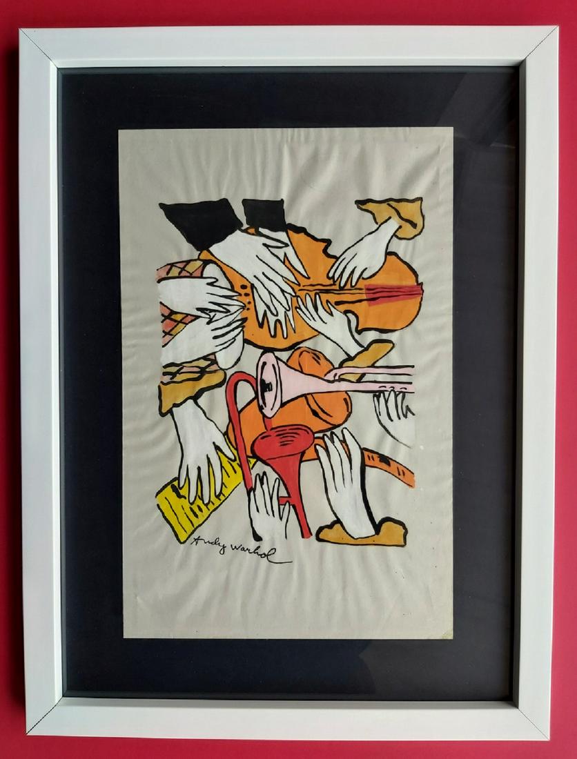 Andy Warhol, signed drawing: Andy Warhol drawing (ATTRIBUTED) Hand signed.Measurements: 29.5 x 21.5 cm.Framed
