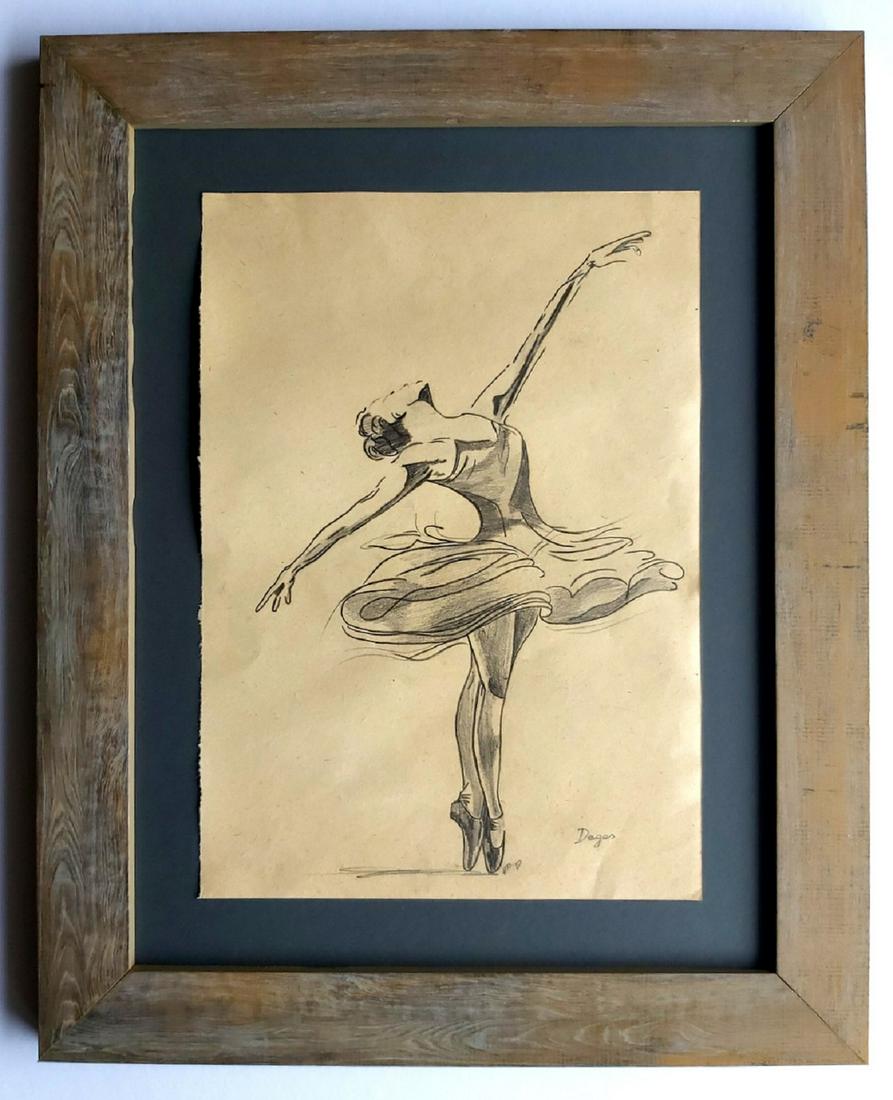 Edgar Degas drawing, Hand signed.: Edgar Degas drawing (ATTRIBUTED) Hand signed.Measurements: 30 x 21 cm.With Frame: 43.5 x 34.5 cm.