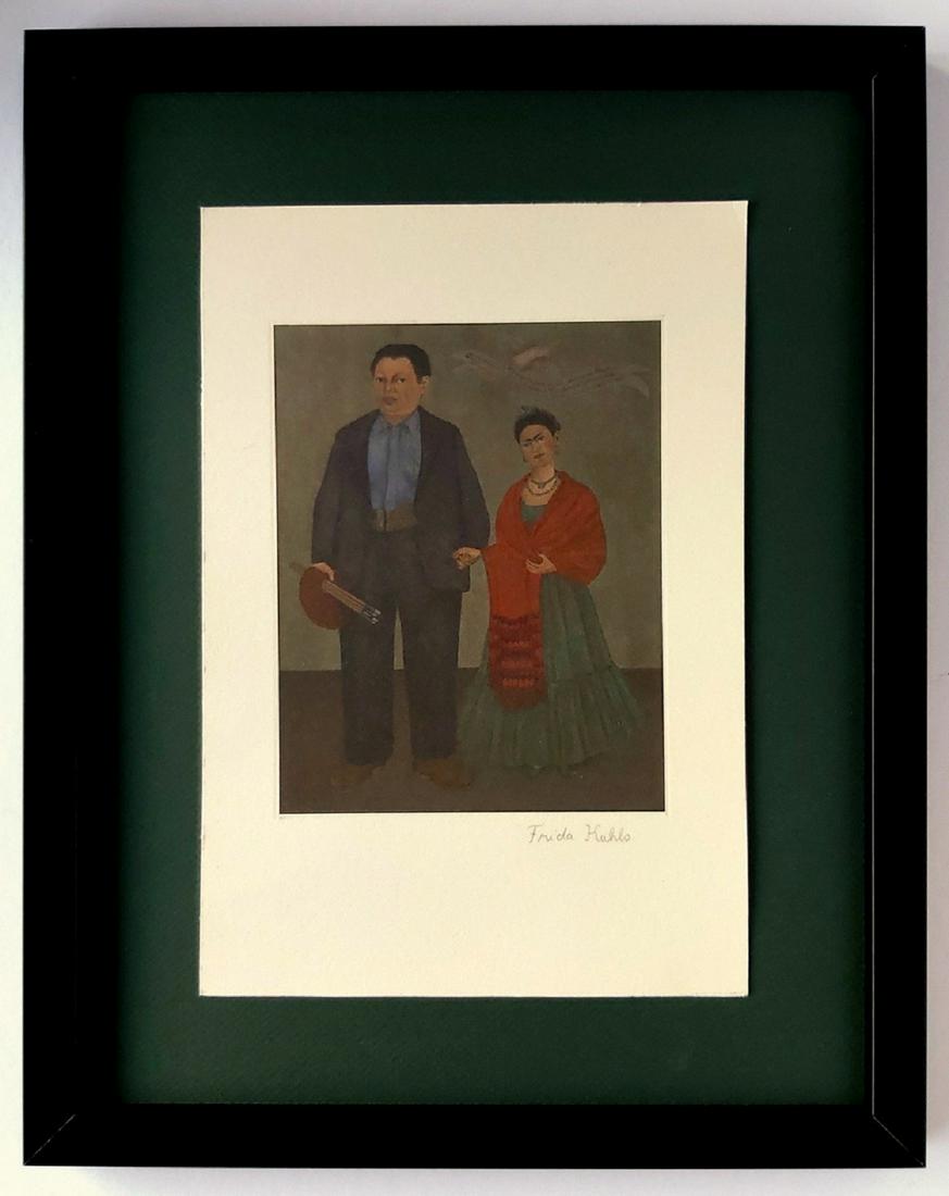 FRIDA KAHLO , Lithograph Hand Signed in Pencil: Frida Kahlo, Size: 30,5 X21 cm.With frame: 42,5 x 33 cm.Material: thick paper.Signature: hand signed in pencil, Not certified .