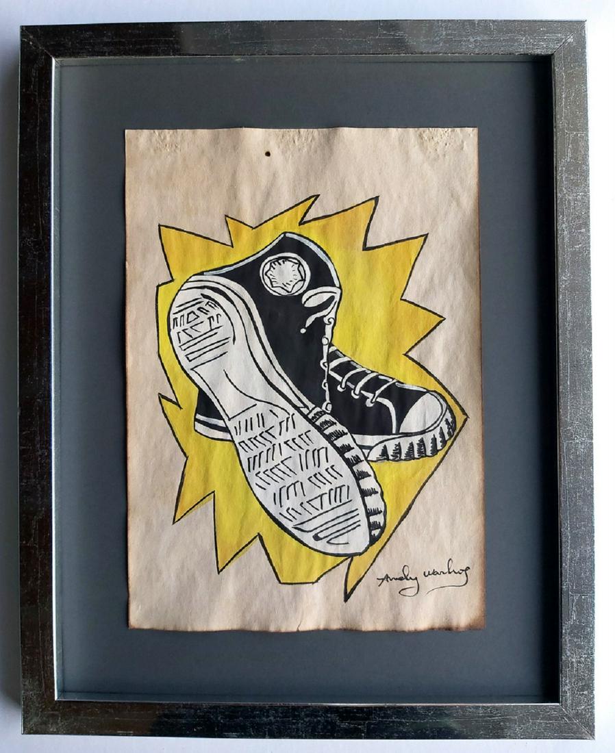 Andy Warhol, signed drawing: Andy Warhol drawing (ATTRIBUTED) Hand signed.Measurements: 29.5 x 21.5 cm.Framed