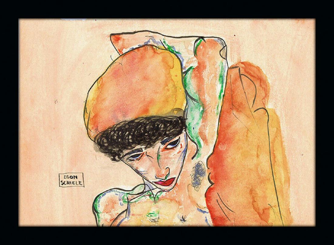 Egon Schiele. Drawing: Egon Schiele. Drawing ATTRIBUTEDTechnique: Watercolor on paper.Dimensions of a painting: 21 x 30 cm.Framed