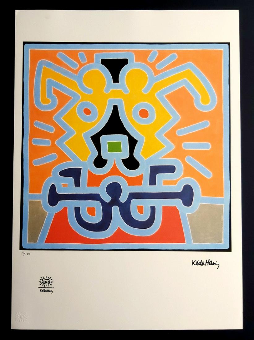 KEITH HARING,  Untitled signed lithograph  limited ,70 (1 of 3)
