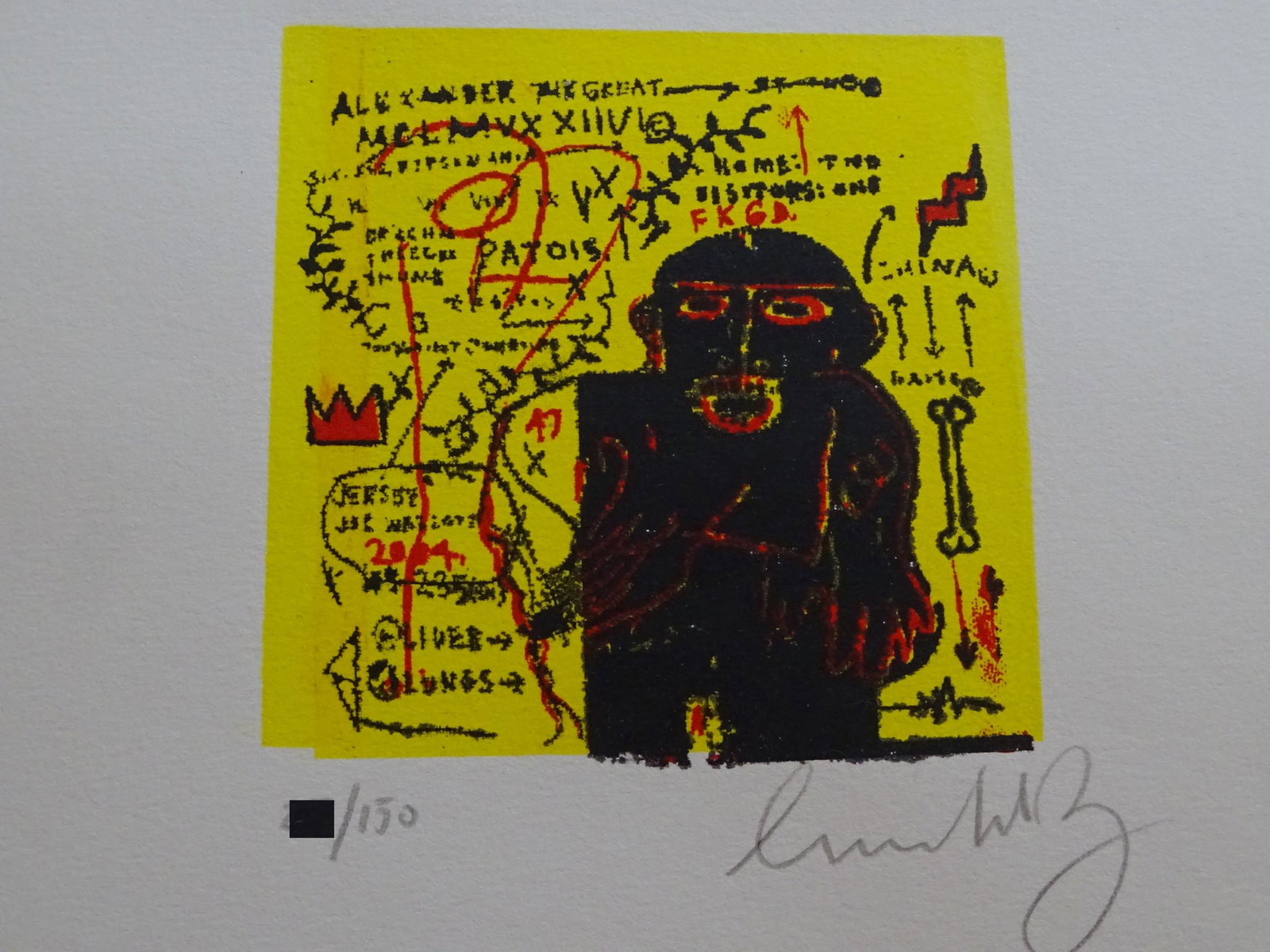 Jean-Michel Basquiat, signed: Jean-Michel Basquiat (attributed), lithgraph, ca28x18cm. Good condition.