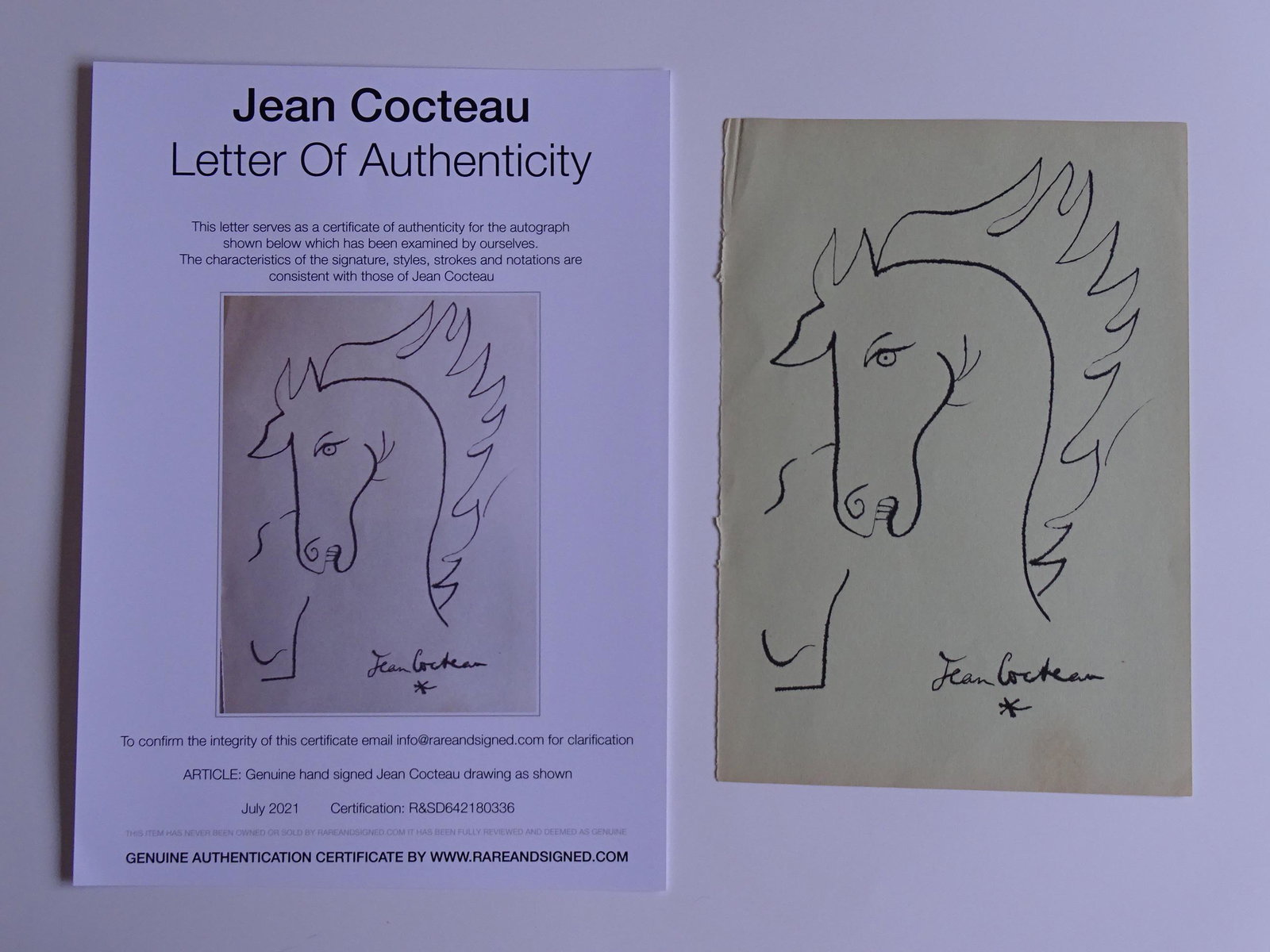 Jean Cocteau, Ink drawing: Jean Cocteau (attributed), ink drawing, ca24x17cm. Good condition. Frequently his work, either literary (Les enfants terribles), graphic (erotic drawings, book illustration, paintings) or cinematograp