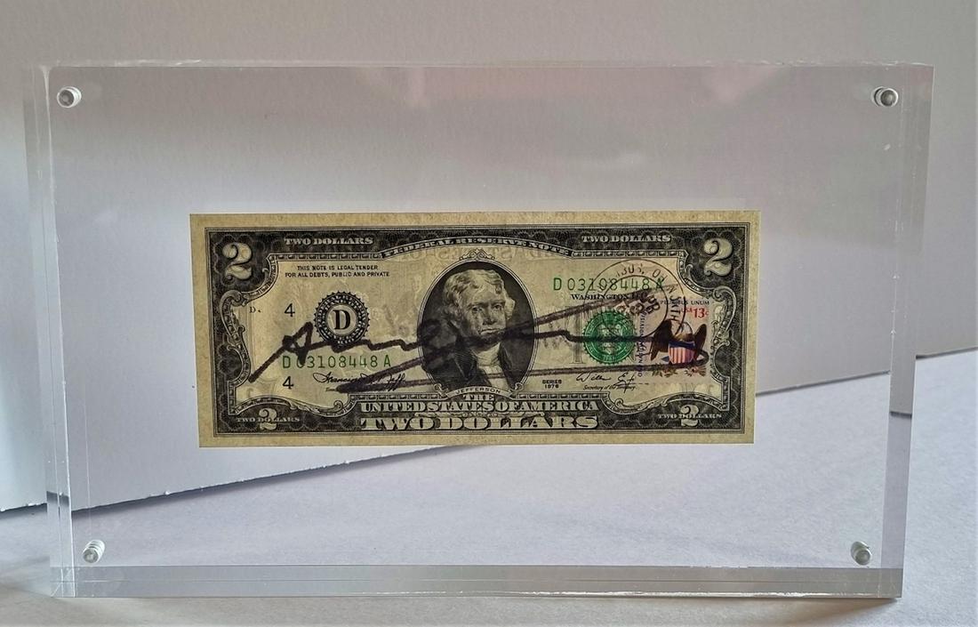 ANDY WARHOL, VINTAGE RARE ART SIGNED DOLLAR BILL (1 of 2)