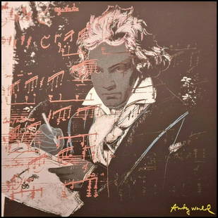 ANDY WARHOL, Ludwig van Beethoven, limited lithograph,/2400 ,CMOA: Lithograph Ludwig van Beethoven.Signed of the plate and numbered by hand.Limited Edition of 2400 pieces.Each piece is individually numbered .Number can differ from the picture.Overall size : 60 cm x