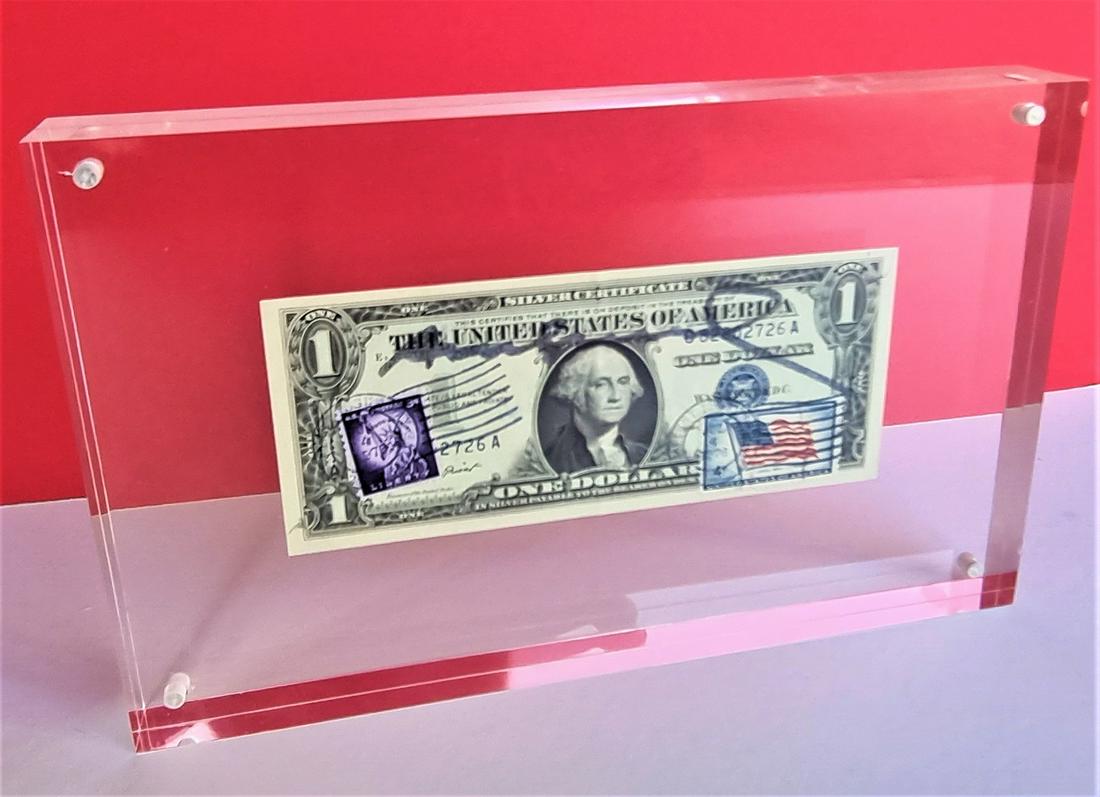ANDY WARHOL, VINTAGE RARE ART SIGNED DOLLAR BILL (1 of 5)
